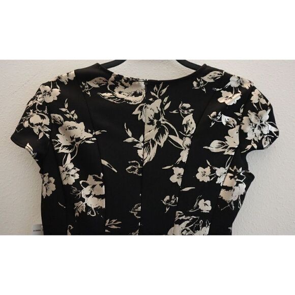 Donna Ricco Women's Sz 2 Black/Gold Tulip Sleeve Lace Hem Fit & Flare Dress - Picture 7 of 12